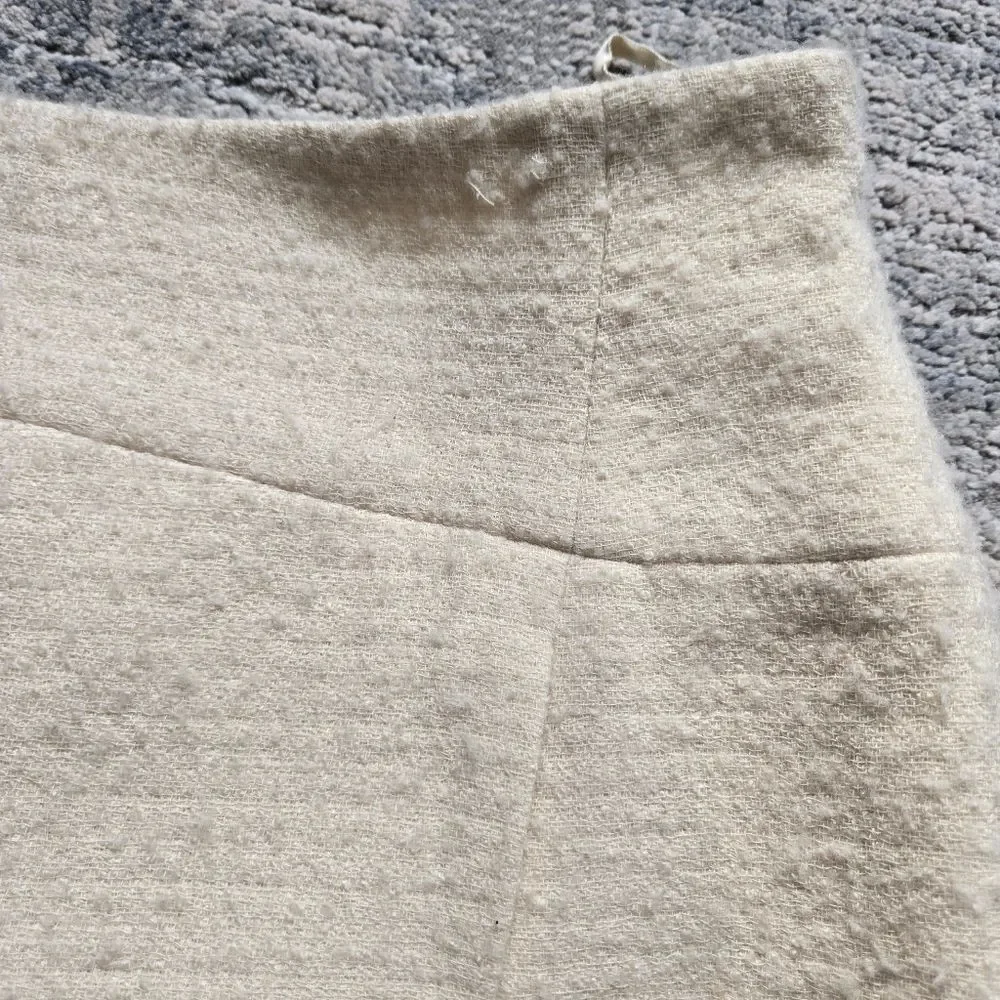 CHANEL Tweed Cream SKIRT Size 44 8 M